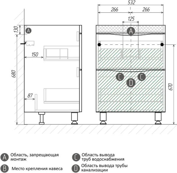 Изображение товара Тумба под умывальник Grossman Виста-58 / 105864