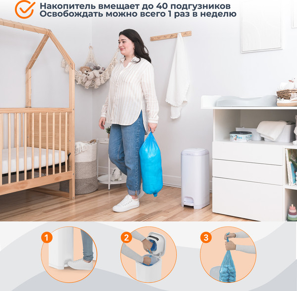 Изображение товара Накопитель подгузников Angelcare Diaper Genie Select / 2500 (белый)