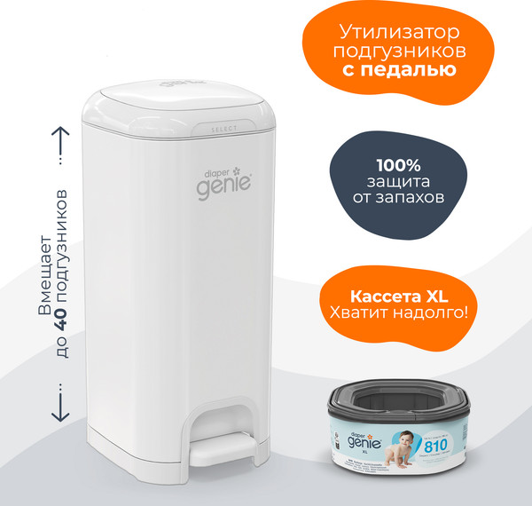Изображение товара Накопитель подгузников Angelcare Diaper Genie Select / 2500 (белый)