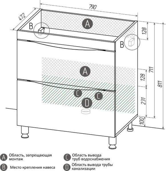 Изображение товара Тумба под умывальник Grossman Виста-80 / 108066