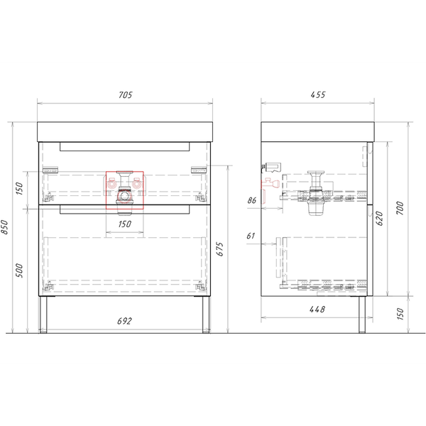Изображение товара Тумба под умывальник Aqwella Vancouver VAN01072N