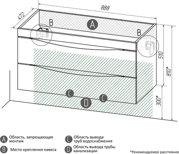 Изображение товара Тумба под умывальник Grossman Виста-90 / 109061