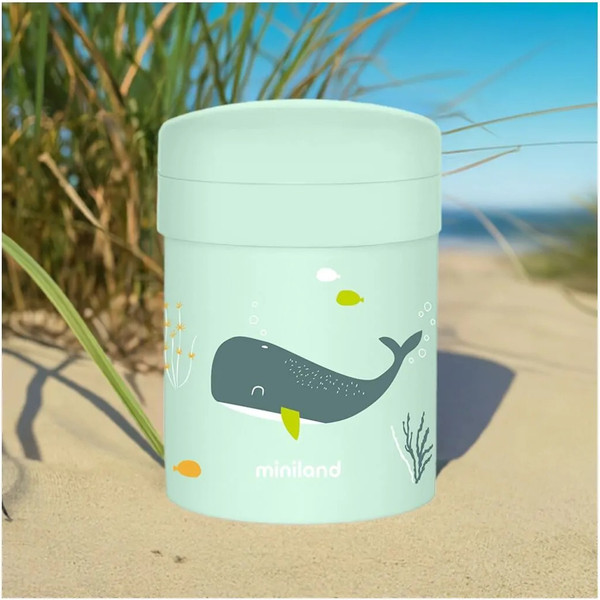 Изображение товара Термос для еды Miniland Thermetic Ocean Whaley / 89681 (700мл, бирюзовый/киты)