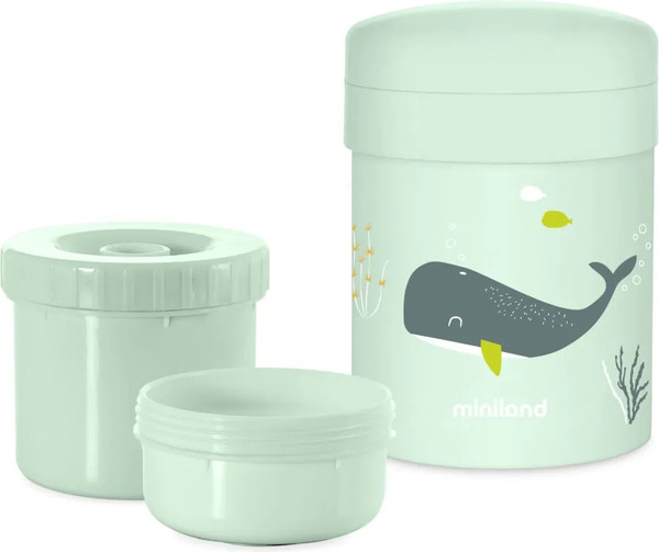 Изображение товара Термос для еды Miniland Thermetic Ocean Whaley / 89681 (700мл, бирюзовый/киты)