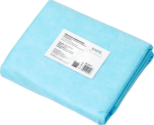 Изображение товара Простынь одноразовая White Line спанбонд 140x200 15г/м (10шт, голубой)