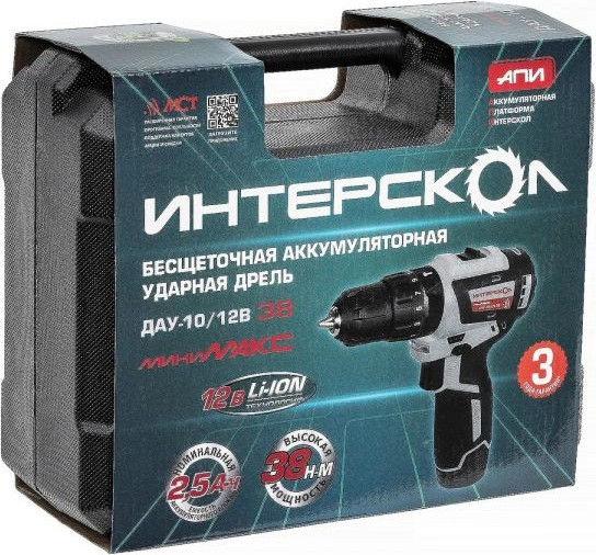 Изображение товара Аккумуляторная дрель-шуруповерт Интерскол ДАУ-10/12В (767.2.2.45)