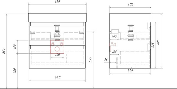 Изображение товара Тумба с умывальником Aqwella Geometria GE01652WM+4610119204013