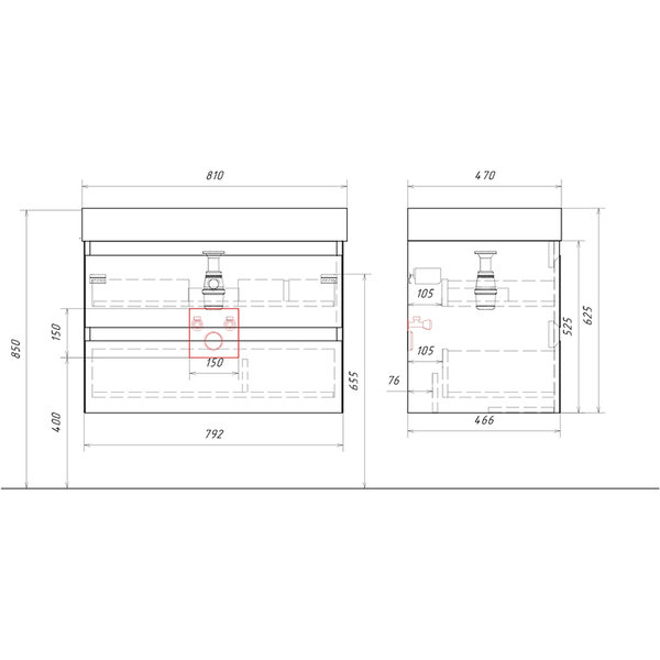 Изображение товара Тумба с умывальником Aqwella Geometria GE01082MD+4610119205126