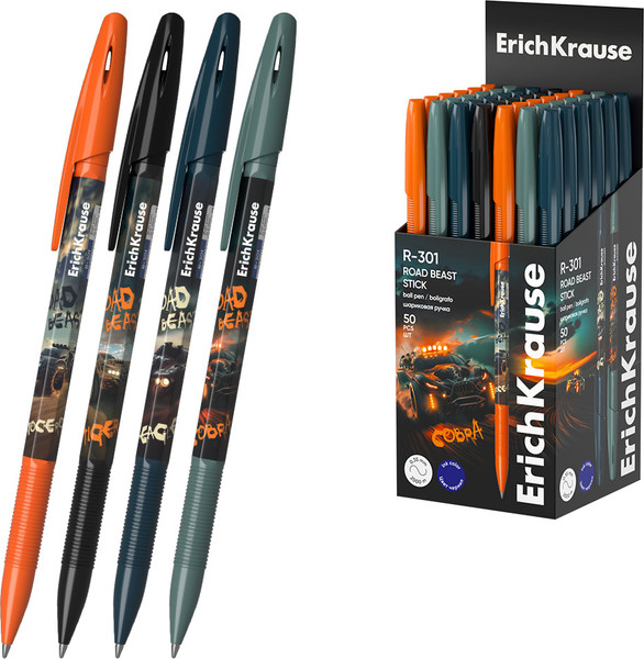 Изображение товара Ручка шариковая Erich Krause R-301 Stick Road Beast / 63074 (синий)