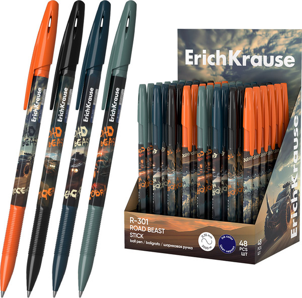 Изображение товара Ручка шариковая Erich Krause R-301 Stick Road Beast / 63075 (синий)