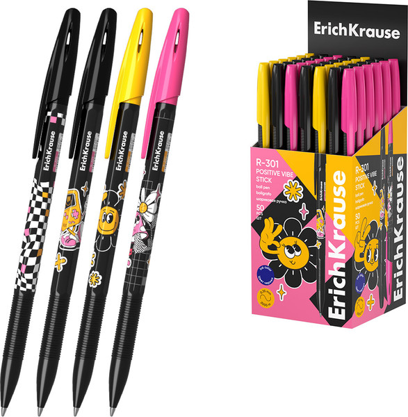 Изображение товара Ручка шариковая Erich Krause R-301 Stick Positive Vibe / 63080 (синий)
