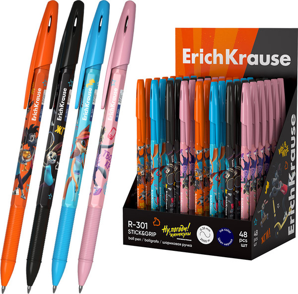 Изображение товара Ручка шариковая Erich Krause R-301 Stick Ну, Погоди! Каникулы / 63070 (синий)