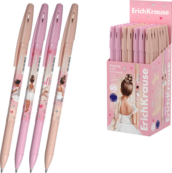 Изображение товара Ручка шариковая Erich Krause R-301 Stick&Grip Pointes / 61004 (синий)