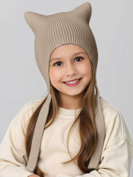 Изображение товара Шапка детская Amarobaby Meow / AB-OD25-MW16/03-54 (р.54-56, бежевый)