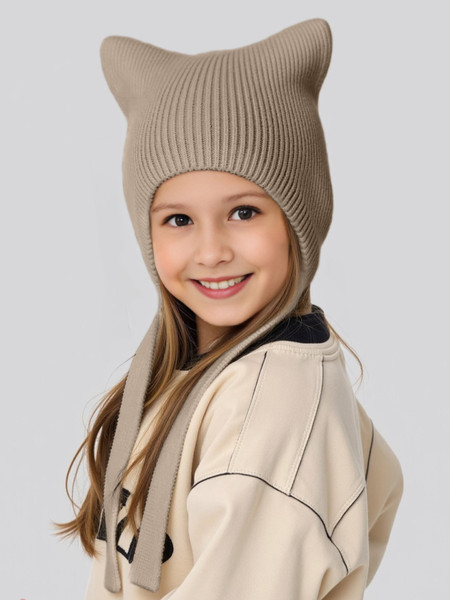 Изображение товара Шапка детская Amarobaby Meow / AB-OD25-MW16/03-54 (р.54-56, бежевый)
