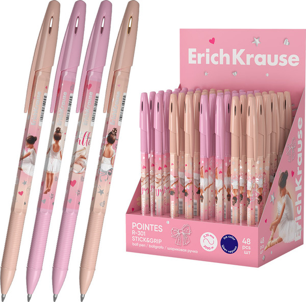 Изображение товара Ручка шариковая Erich Krause R-301 Stick&Grip Pointes / 61270 (синий)