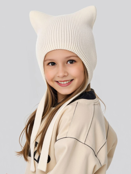 Изображение товара Шапка детская Amarobaby Meow / AB-OD25-MW16/33-54 (р.54-56, молочный)