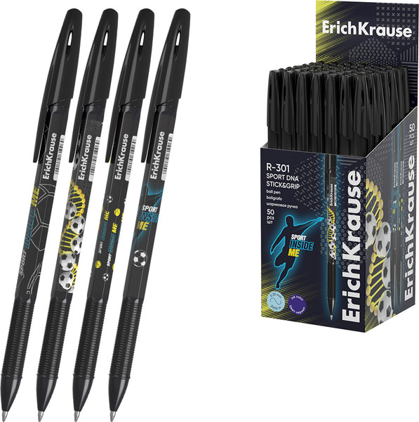 Изображение товара Ручка шариковая Erich Krause R-301 Stick&Grip Sport DNA / 61006 (синий)