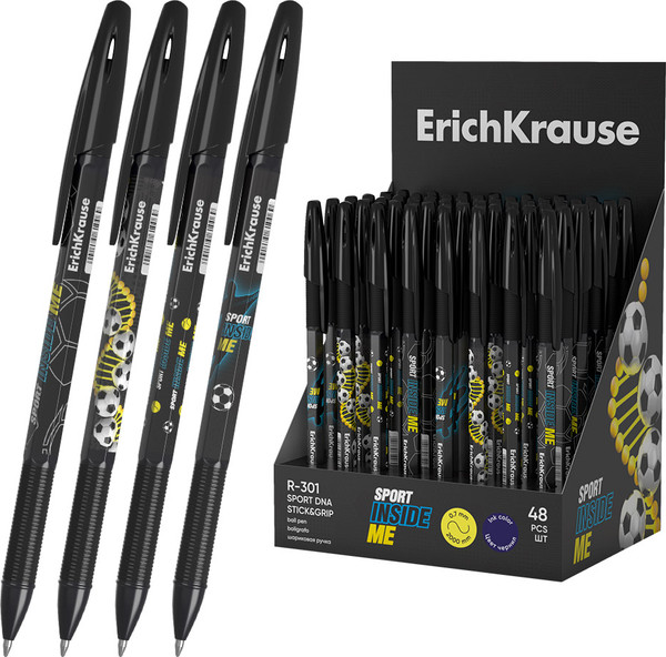 Изображение товара Ручка шариковая Erich Krause R-301 Stick&Grip Sport DNA / 61271 (синий)