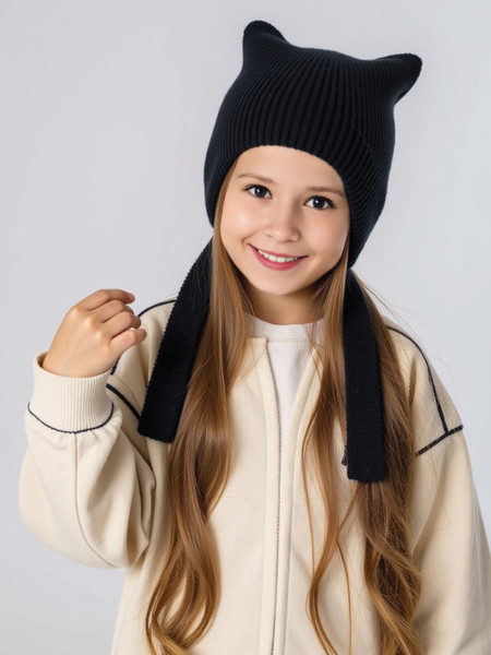 Изображение товара Шапка детская Amarobaby Meow / AB-OD25-MW16/09-54 (р.54-56, черный)