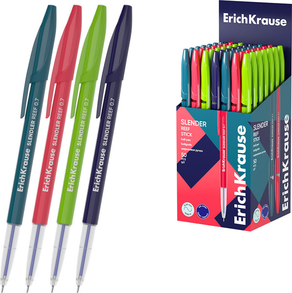 Изображение товара Ручка шариковая Erich Krause Slender Stick Reef Super Glide Technology / 63095 (синий)