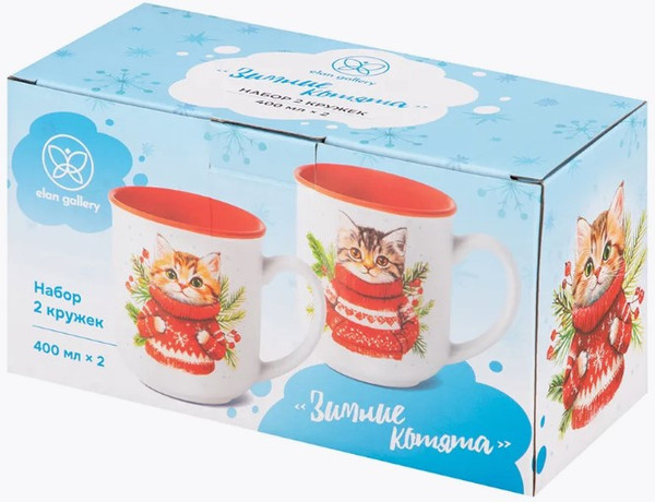 Изображение товара Набор кружек Elan Gallery Зимние котята / 880262