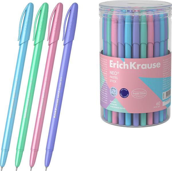 Изображение товара Ручка шариковая Erich Krause Neo Stick Pastel Super Glide Technology / 55380 (синий)