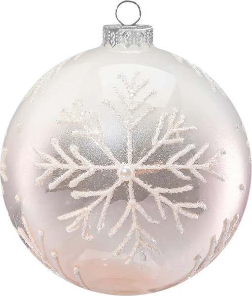 Изображение товара Набор шаров новогодних Elan Gallery Снежинка / 980090 (белый/нежно-розовый)