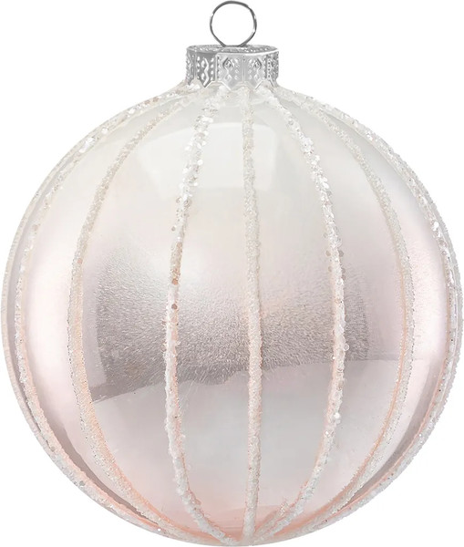 Изображение товара Набор шаров новогодних Elan Gallery Штрихи / 980091 (белый/нежно-розовый)