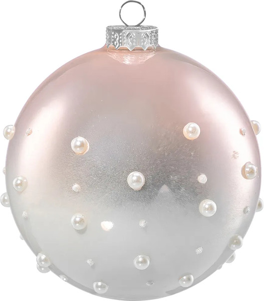 Изображение товара Набор шаров новогодних Elan Gallery Бусинки / 980092 (белый/нежно-розовый)