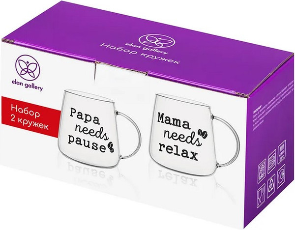 Изображение товара Набор кружек Elan Gallery Papa needs pause, Mama needs relax / 360200