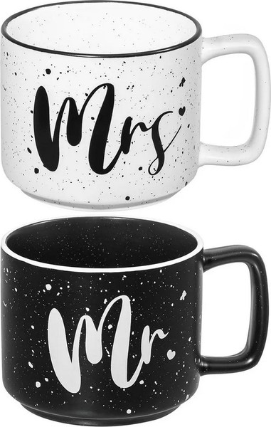 Изображение товара Набор кружек Elan Gallery Mr&Mrs / 880230 (белый/черный)