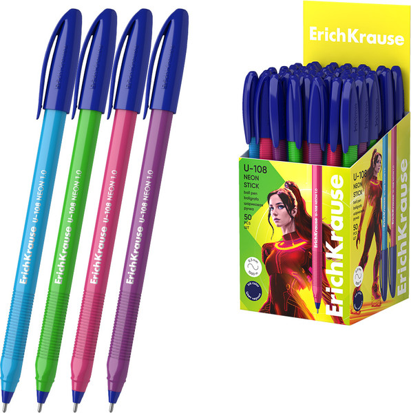 Изображение товара Ручка шариковая Erich Krause U-108 Stick Neon 1.0 Ultra Glide Technology / 58092 (синий)