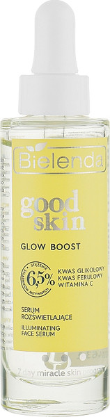 Изображение товара Сыворотка для лица Bielenda Good Skin Glow Boost с гликолевой, феруловой кислотами и вит C (30мл)