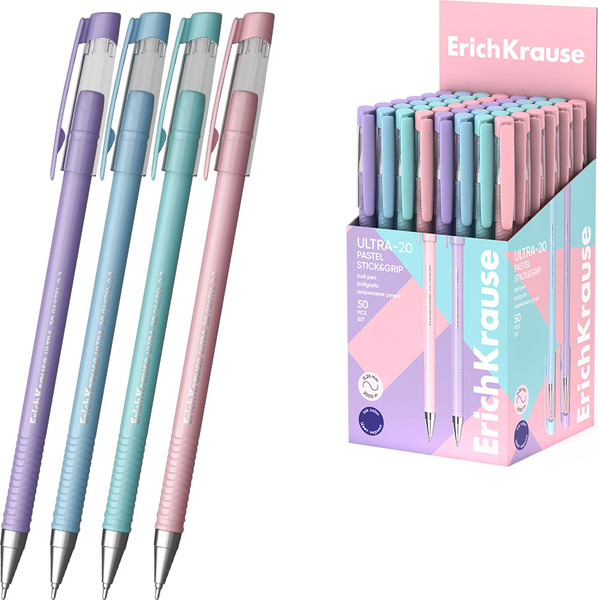 Изображение товара Ручка шариковая Erich Krause Ultra-20 Stick Pastel 0.7 Super Glide Technology / 63111 (синий)
