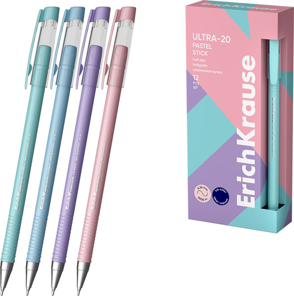 Изображение товара Ручка шариковая Erich Krause Ultra-20 Stick Pastel 0.7 Super Glide Technology / 61030 (синий)