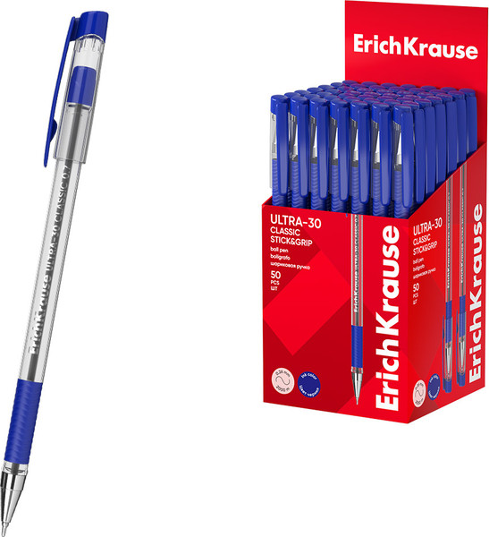 Изображение товара Ручка шариковая Erich Krause Ultra-30 Stick&Grip Classic 0.7 Super Glide Technology / 63683 (синий)