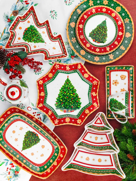 Изображение товара Набор тарелок Elan Gallery New Bone Chin Новогодняя елка / 420798