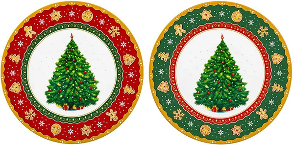 Изображение товара Набор тарелок Elan Gallery New Bone Chin Новогодняя елка / 420798