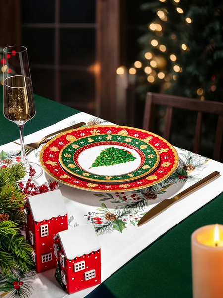 Изображение товара Набор тарелок Elan Gallery New Bone Chin Новогодняя елка / 420798