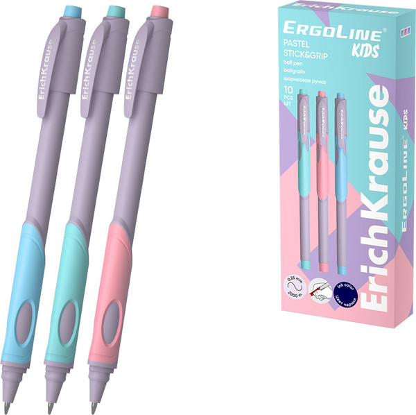 Изображение товара Ручка шариковая Erich Krause ErgoLine Kids Stick&Grip Pastel 0.5 / 62037 (синий)