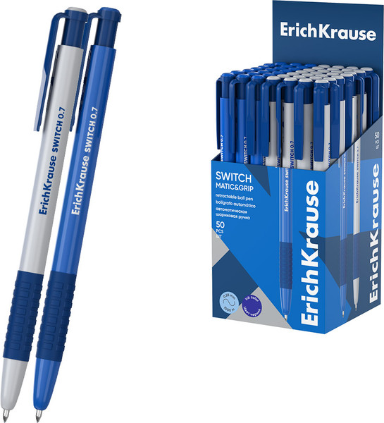 Изображение товара Ручка шариковая Erich Krause Switch Matic&Grip 0.7 / 61273 (синий)