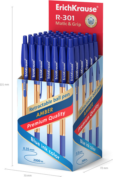 Изображение товара Ручка шариковая Erich Krause R-301 Matic&Grip Amber 0.7 / 58090 (синий)
