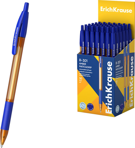 Изображение товара Ручка шариковая Erich Krause R-301 Matic&Grip Amber 0.7 / 58090 (синий)