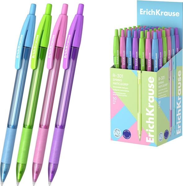 Изображение товара Ручка шариковая Erich Krause R-301 Matic&Grip Spring 0.7 / 58091 (синий)