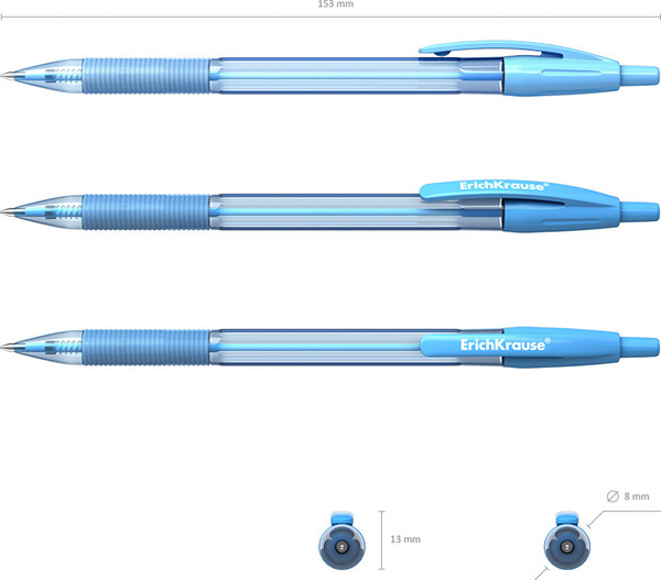 Изображение товара Ручка шариковая Erich Krause R-301 Matic&Grip Spring 0.7 / 58091 (синий)