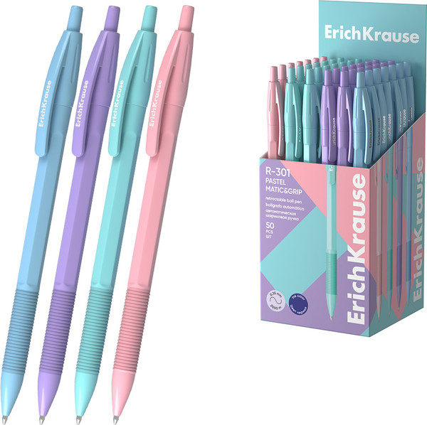 Изображение товара Ручка шариковая Erich Krause R-301 Matic&Grip Pastel 0.7 / 61117 (синий)