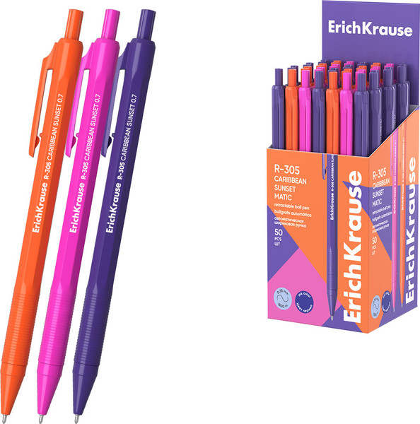Изображение товара Ручка шариковая Erich Krause R-305 Matic Caribbean Sunset 0.7 / 61260 (синий)