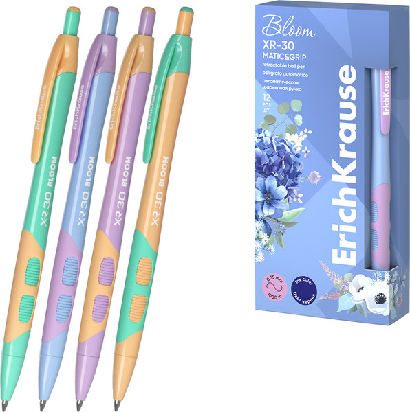 Изображение товара Ручка шариковая Erich Krause XR-30 Matic&Grip Pastel Bloom 0.7 / 61084 (синий)