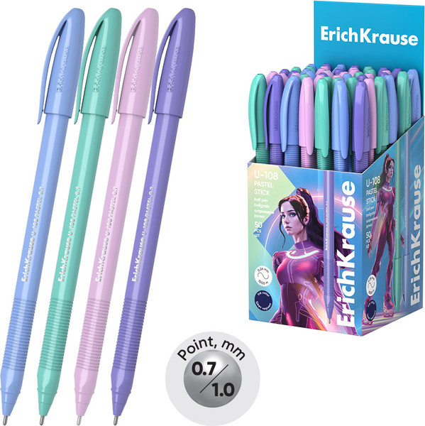 Изображение товара Ручка шариковая Erich Krause U-108 Stick Pastel 0.7 Ultra Glide Technology / 58110 (синий)